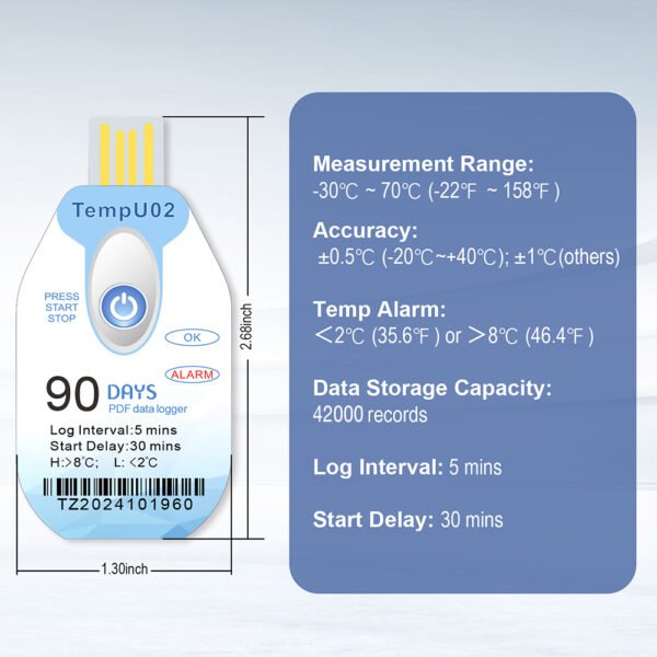 90 Days PDF Data Logger USB Portable Temperature Recorder+Temp009 - 图片 9