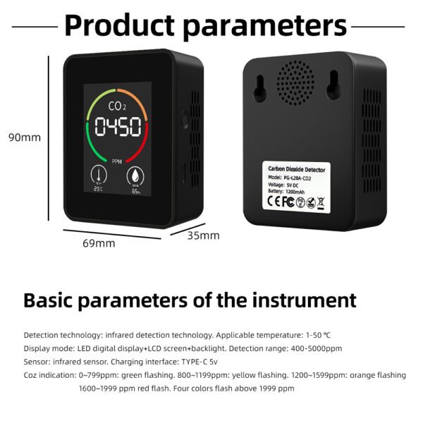 CO2 Meter Multifunctional Digital Air Detector + ALB16 - 图片 10
