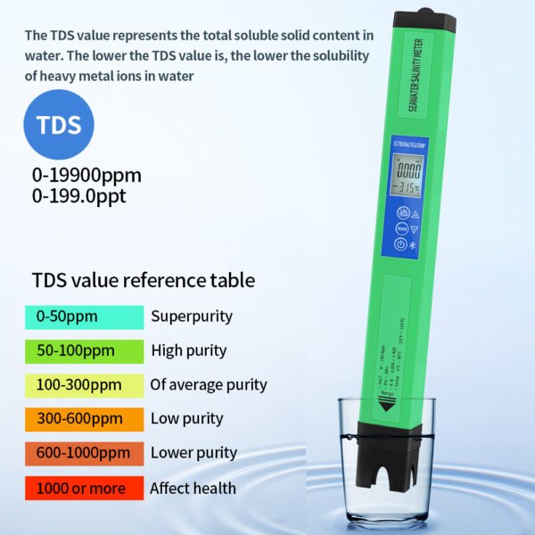 5 in 1 EC/TDS/SALT/S.G/TEMP Water Quality Tester+BT600 - 图片 10