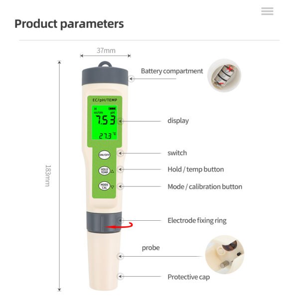 3 in 1 PH EC Meter TEMP Meter-EC014BL/EC014 - 图片 10