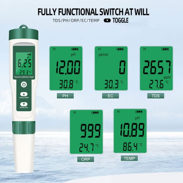 5 in 1 PH/TDS/EC/ORP/Temperature Meter+PH146BL - 图片 4