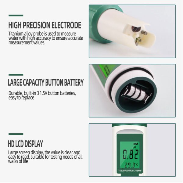 5 in 1 PH/TDS/EC/ORP/Temperature Meter+PH146BL - 图片 9