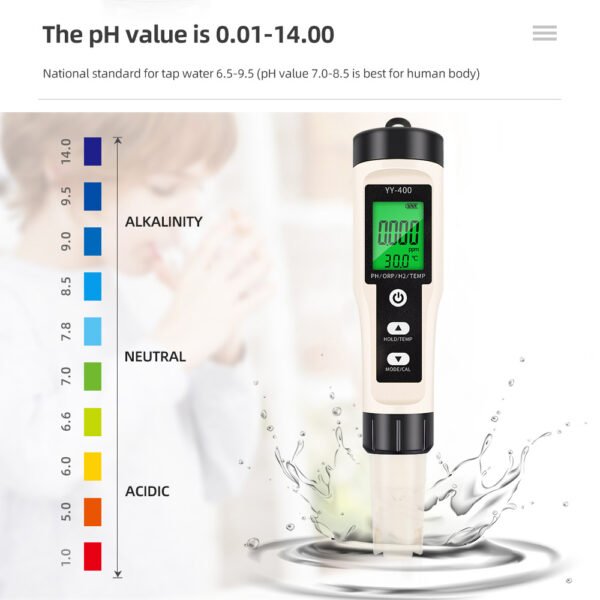 4 in 1 Hydrogen-rich Temperature ORP PH H2 Meter With Backlight+PH162BL - 图片 5