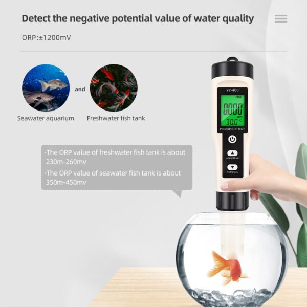 4 in 1 Hydrogen-rich Temperature ORP PH H2 Meter With Backlight+PH162BL - 图片 6