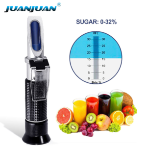 Handheld 0-32% Brix Refractometer Tester Meter Sugar Fruit Vegetables Juice Brix 0-32% Brix Refractometer with ATC-RF001BX