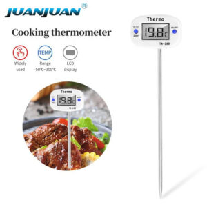 LCD Display Indoor Cooking Kitchen Food Tester Tool Digital Food Thermometer With Stainless Steel Sensor Probe-FTM001