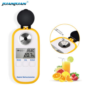 Brix 0.0-50.0% Sugar Content Meter Detector Tester Digital Brix Refractometer for Fruit Juice Syrup Puree Ade Drinks-RF036