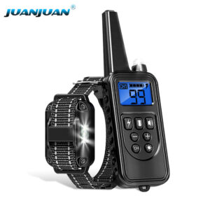 LCD Display 800m Electronic Dog Training Collar Rechargeable Waterproof Stop Barking Remote Control Shock Vibration Sound--PT109BEU