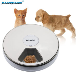 Pet Supplies Pet Bowl Feeder 6 Meals 6 Grids Cat Dog Electric Dry Food Dispenser 24 Hours Automatic Round Timing Pet Feeder--PT096