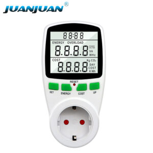 PMB02 Digital LCD Energy Meter Socket, No Backlight, Green Buttons-VA080